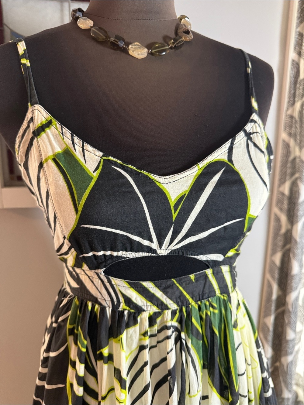 Joie Tropical Leaf Print Cut-Out Maxi Dress - Size 6 - 100% Cotton - Picture 2 of 12
